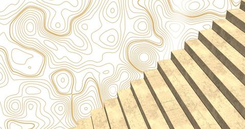 Abstract gold contour lines with staircase concept