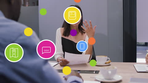 Animated Digital Interface in Office Meeting