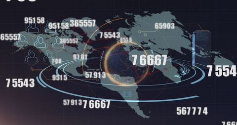 Dynamic Numbers and Spinning Globe on World Map - Download Free Stock Images Pikwizard.com
