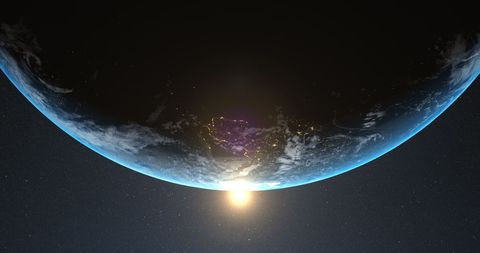 Earth's Horizon at Sunrise Viewed from Space - Download Free Stock Images Pikwizard.com