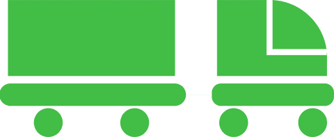 Green truck icon on transparent background for shipping illustrations
