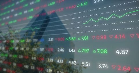Financial Data Visualization over Urban Skyscrapers