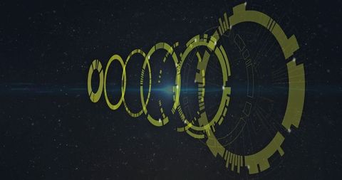 Futuristic neon green hud in digital starfield