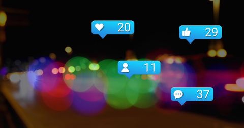 Social Media Icons Overlay on Blurred City Traffic Background - Download Free Stock Images Pikwizard.com
