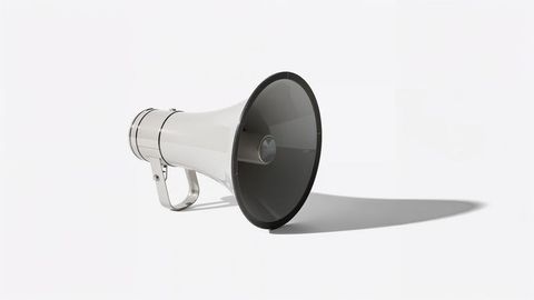 Modern White Megaphone on Minimalist Tabletop
