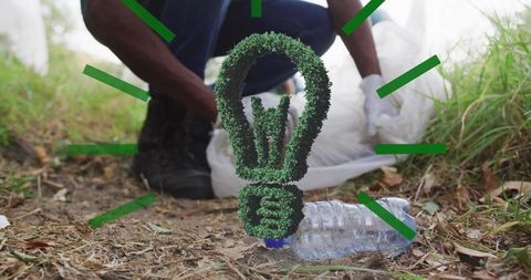 Environmental conservation with nature-inspired light bulb overlay