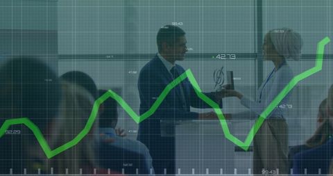 Business Presentation with Growth Analytics Graphic Overlay - Download Free Stock Images Pikwizard.com