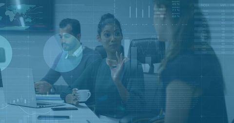 Professional team engaging in data analysis and discussion