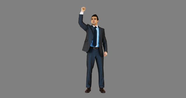 Confident Businessman Raising Fist in Victory Pose - Download Free Stock Images Pikwizard.com