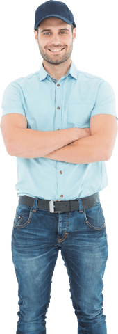 transparent image of smiling delivery man in casual clothing - Download Free Stock Videos Pikwizard.com