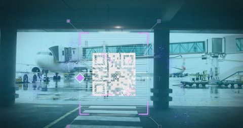 Digital Overlay of QR Code and Airport Scene Merging Technology - Download Free Stock Images Pikwizard.com
