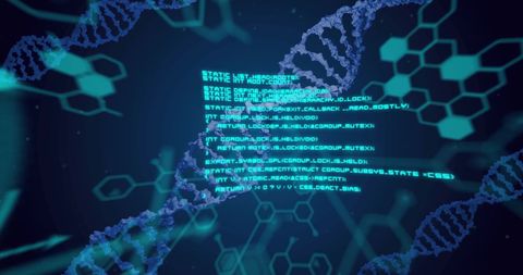 DNA Strands Interlining with Data Processing Code - Download Free Stock Images Pikwizard.com