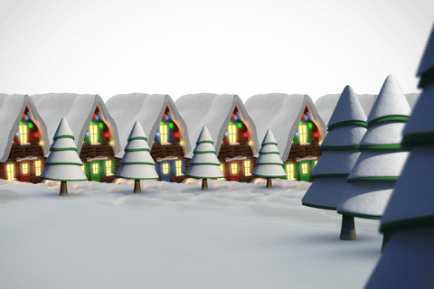 Winter Scene with Christmas Cottages and Snowy Trees in Transparent PNG Illustration - Download Free Stock Videos Pikwizard.com