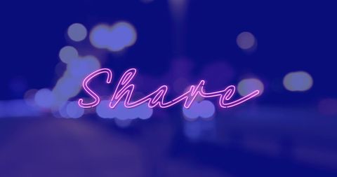 Neon “Share” Sign over Blurred Night Cityscape - Download Free Stock Images Pikwizard.com
