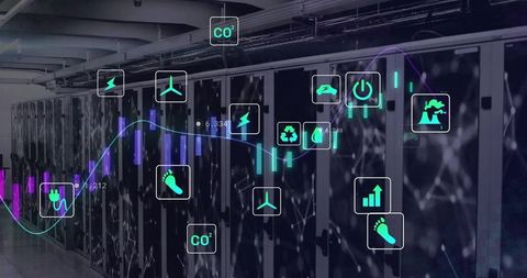 digital data overlay and server room interface technology - Download Free Stock Images Pikwizard.com