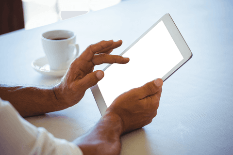 transparent screen on tablet in hands at cafe - Download Free Stock Videos Pikwizard.com