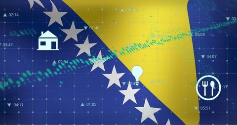 Digital business innovation over bosnia and herzegovina flag
