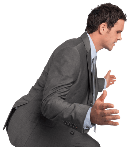 Transparent Businessman Balancing Gesture with Suit