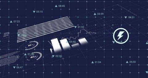 Futuristic data analytics interface with grid background