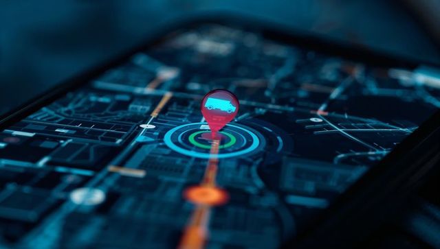 Futuristic Navigation Map Display on Smartphone