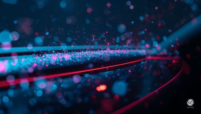 Futuristic Neon Waves with Glowing Particles and Light Trails