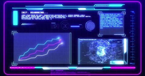 Futuristic Diagram and Data Interface in Blue Neon - Download Free Stock Images Pikwizard.com
