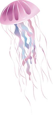 Stylized jellyfish floating with transparent backdrop vector art