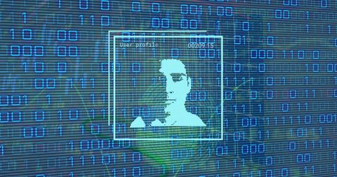 Digital Interface with Binary Code and User Profile - Download Free Stock Images Pikwizard.com