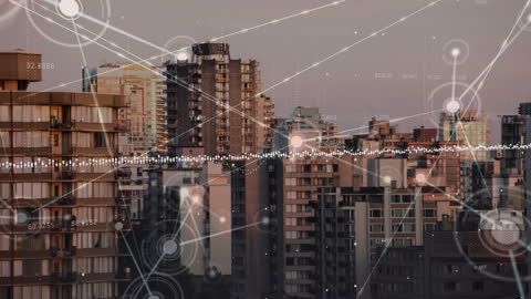 Abstract Graph Overlay on Urban Cityscape