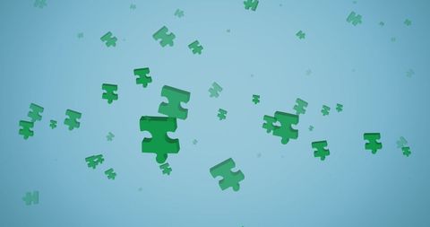 Green Puzzle Pieces Floating on Blue Background - Download Free Stock Images Pikwizard.com