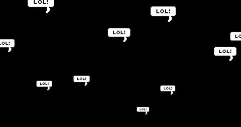 Digital speech bubbles with lol on black background