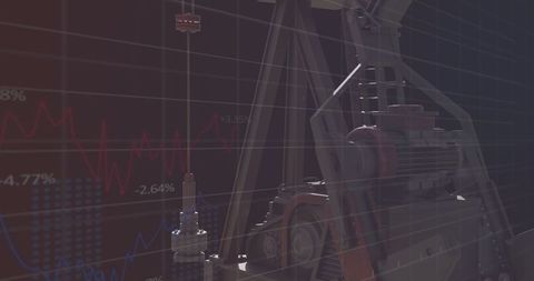 Financial Analysis Overlay on Industrial Pumpjack Graphics