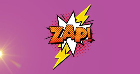 Retro Comic Book Style Zap Action Burst on Purple Background - Download Free Stock Images Pikwizard.com