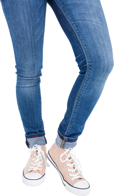 Transparent Lower Body of Woman in Trendy Jeans and Canvas Shoes - Download Free Stock Videos Pikwizard.com