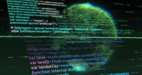 Futuristic 3d digital head with glowing code in cyberspace