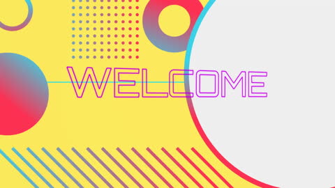 Colorful Abstract Welcome Design with Neon Text