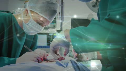 Surgeons Performing Surgery with Digital Medical Network Overlay