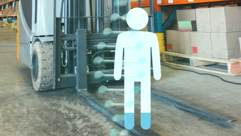 Technology Animation of Human Overlaid Warehouse