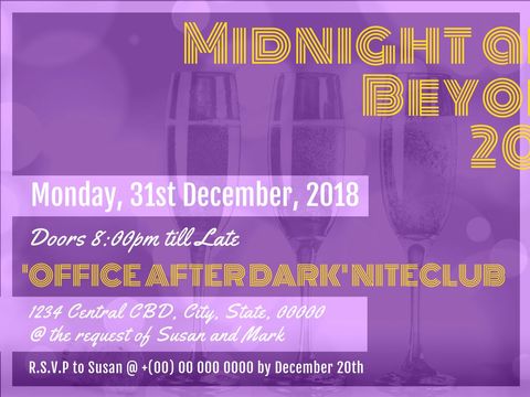 New Year's Eve Party Invitation with Champagne Glasses