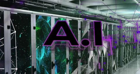 AI Conceptual Graphic with Computer Servers and Abstract Elements - Download Free Stock Images Pikwizard.com