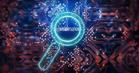 Digital Communication Concept with Circuit Board and Magnifying Glass - Download Free Stock Images Pikwizard.com