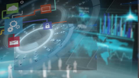 Abstract Technology Interface with Data Network Icons