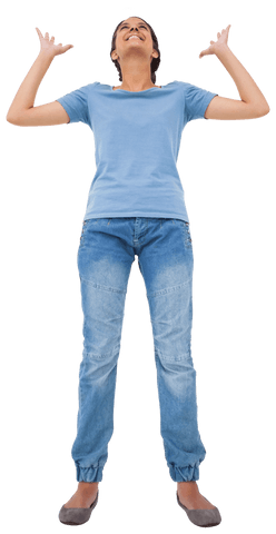 Smiling Biracial Woman Celebrating Happiness on Transparent Background