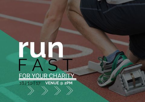 promoting charity run with sprinter's determined starting position - Download Free Stock Templates Pikwizard.com