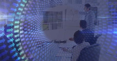 Man Presenting on Whiteboard in Modern Corporate Meeting