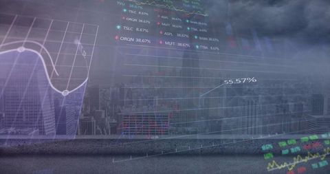 Financial Data Charts Overlaying Modern Cityscape - Download Free Stock Images Pikwizard.com