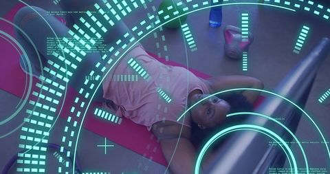 Digitally Enhanced Fitness Scan Over African American in Gym