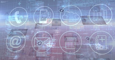Digital Interface with Data and Communication Icons - Download Free Stock Images Pikwizard.com