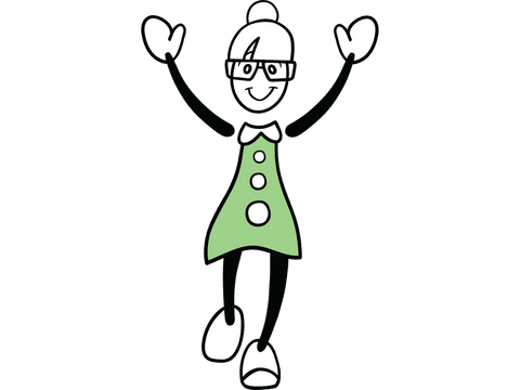 Transparent cartoon woman with smiling face and glasses