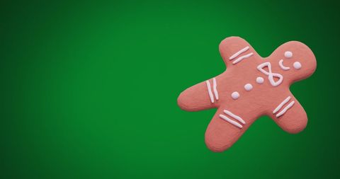 Festive gingerbread cookie with green background